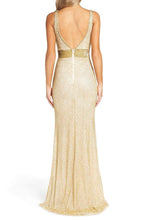 Load image into Gallery viewer, Beaded Mesh Gown Gold